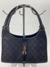 Sold-GUCCI GG Black Canvas Push Lock Shoulder Bag