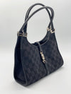 Sold-GUCCI GG Black Canvas Push Lock Shoulder Bag