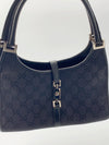 Sold-GUCCI GG Black Canvas Push Lock Shoulder Bag