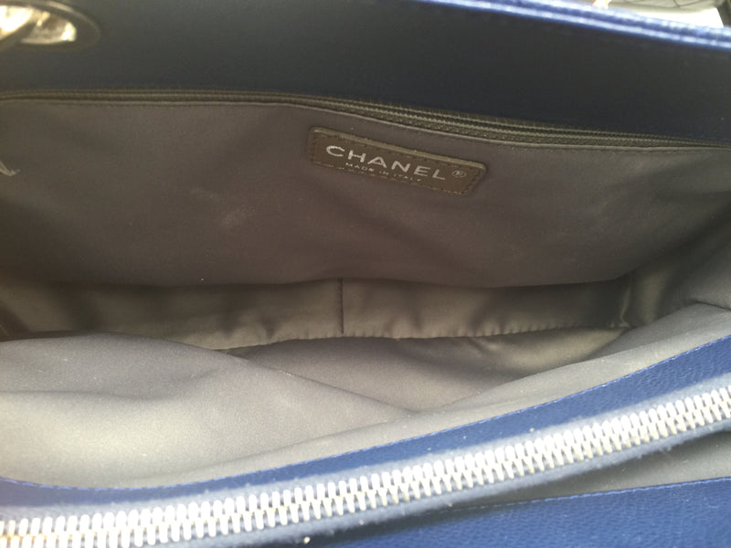 Sold-CHANEL Caviar Quilted Grand Shopping Tote Blue GST