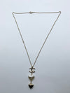 Sold-CHANEL CC Logo Double Heart Adjustable Necklace in Gold Hardware