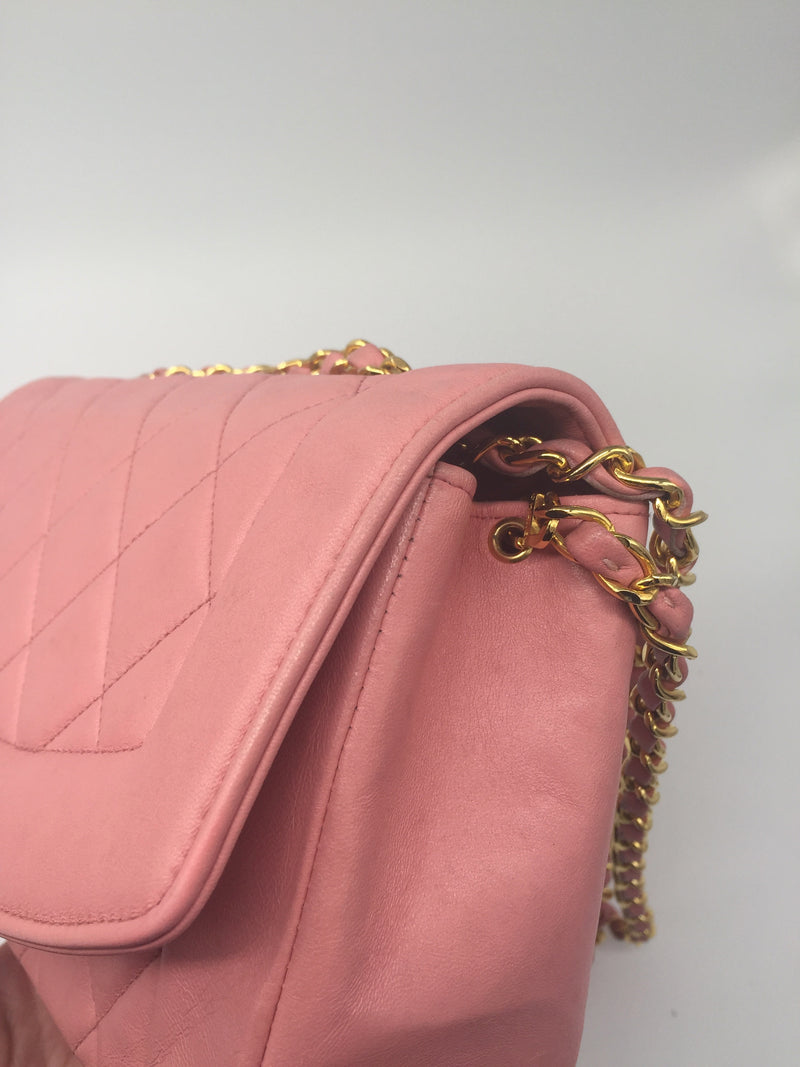 Sold-CHANEL Diana Small Single Chain Single Flap Bag Pink/gold