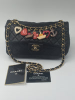 Sold-CHANEL Cruise Charm Double Chain Flap Bag Black