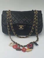 Sold-CHANEL Cruise Charm Double Chain Flap Bag Black