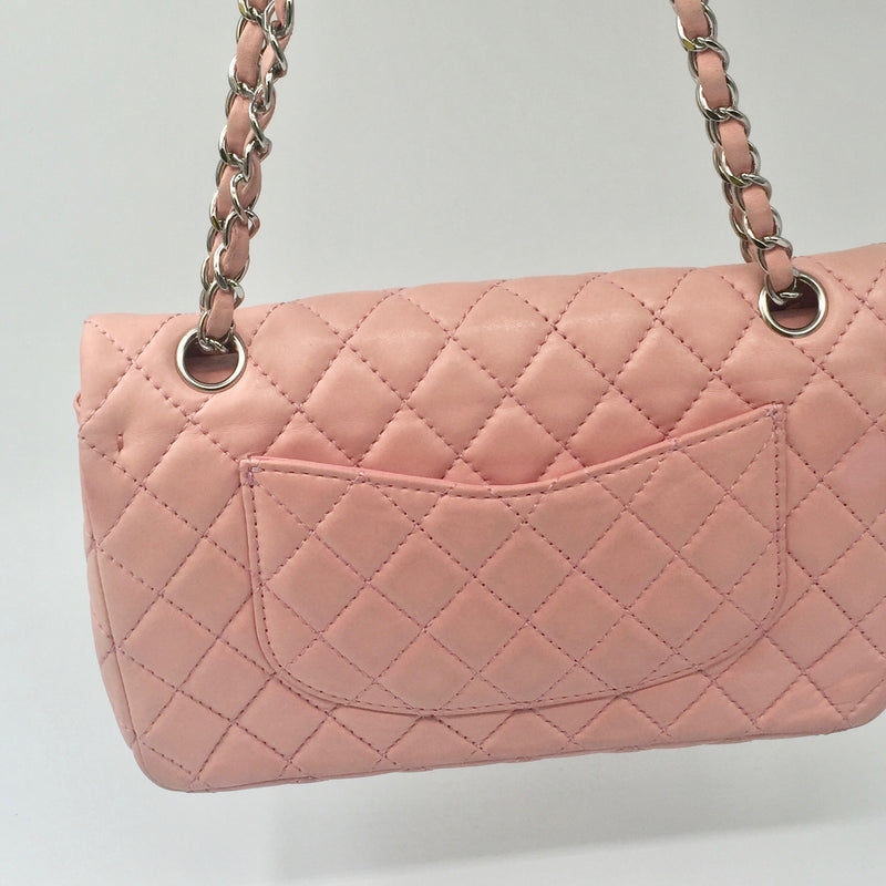 Sold-CHANEL Double Chain Double Flap Bag Pink SHW