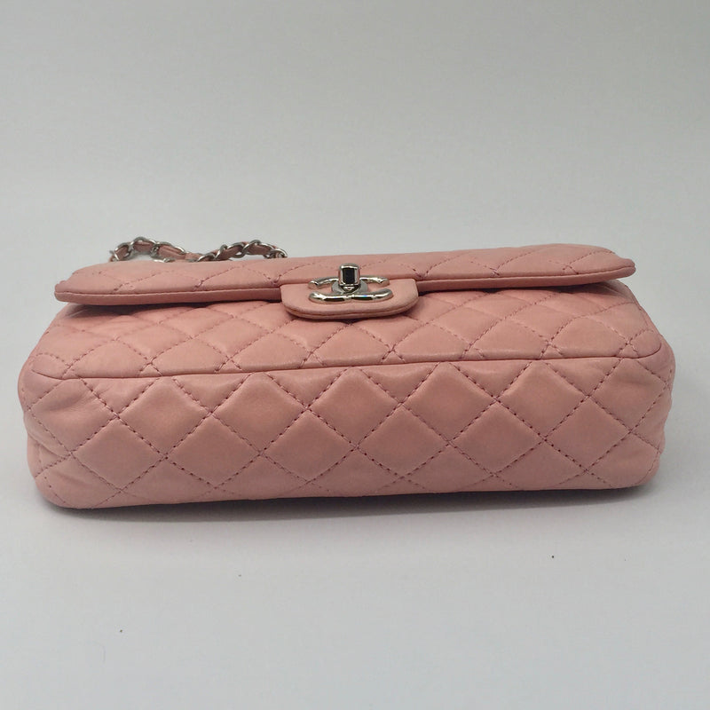 Sold-CHANEL Double Chain Double Flap Bag Pink SHW