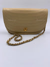 CHANEL Vintage Lambskin Half Moon Flap Bag Beige / gold hardware