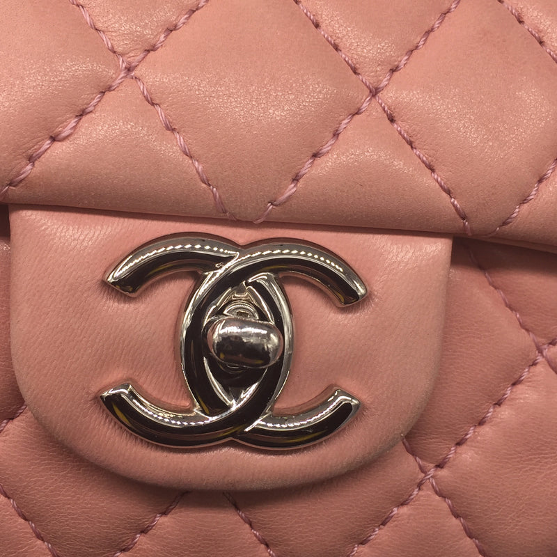 Sold-CHANEL Double Chain Double Flap Bag Pink SHW