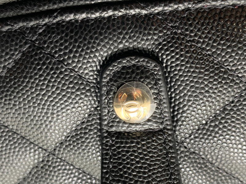 Sold-CHANEL Black Caviar Vanity Cosmetic Bag in Gold Hardware