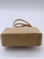 Sold-CHANEL Classic Lambskin Chain Single Mini Square Flap bag Beige/gold (3)