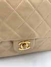 Sold-CHANEL Classic Lambskin Chain Single Mini Square Flap bag Beige/gold (3)