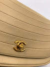 CHANEL Vintage Lambskin Half Moon Flap Bag Beige / gold hardware