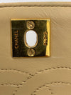 CHANEL Vintage Lambskin Half Moon Flap Bag Beige / gold hardware