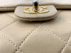 Sold-CHANEL Classic Lambskin Chain Single Mini Square Flap bag Beige/gold (3)