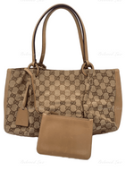 GUCCI GG Monogram Brown Shoulder Bag with Small Pouch