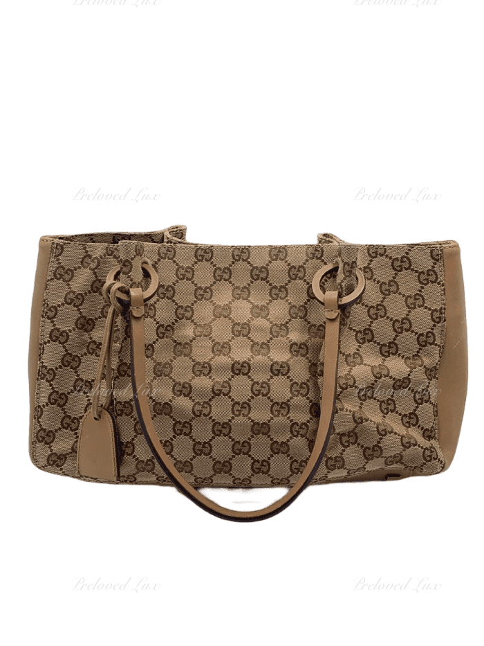 GUCCI GG Monogram Brown Shoulder Bag with Small Pouch