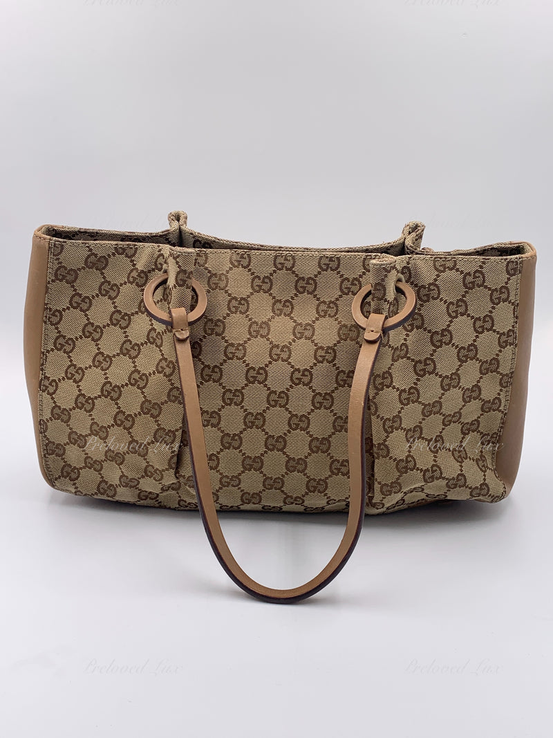 GUCCI GG Monogram Brown Shoulder Bag with Small Pouch