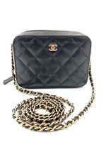 CHANEL Black Caviar Mini Camera Bag in Gold Hardware