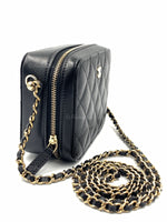 CHANEL Black Caviar Mini Camera Bag in Gold Hardware