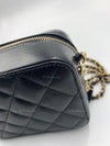 CHANEL Black Caviar Mini Camera Bag in Gold Hardware