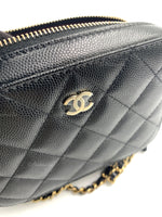 CHANEL Black Caviar Mini Camera Bag in Gold Hardware