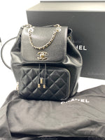 CHANEL Black Caviar Large Business Affinity Drawstring Backpack / Gold Hardware