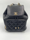 CHANEL Black Caviar Large Business Affinity Drawstring Backpack / Gold Hardware