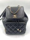 CHANEL Black Caviar Large Business Affinity Drawstring Backpack / Gold Hardware