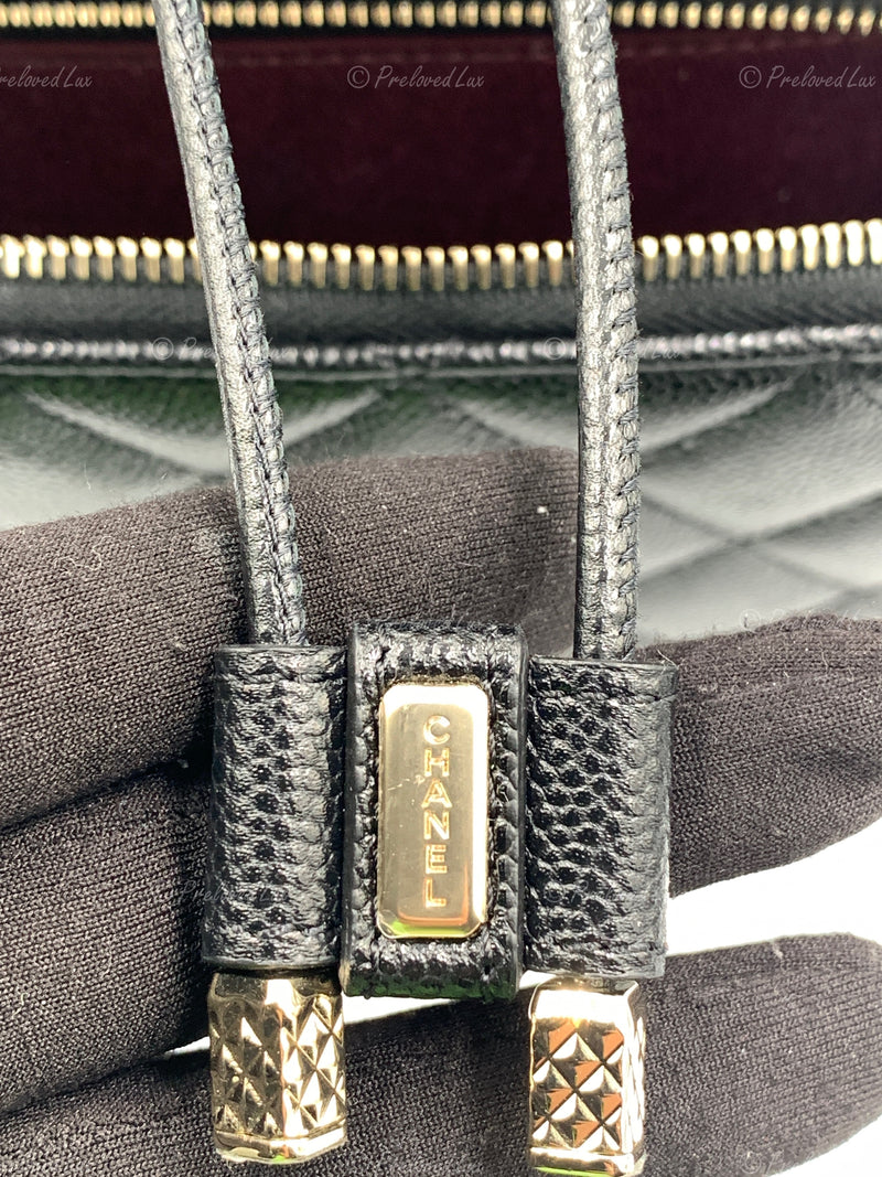 CHANEL Black Caviar Large Business Affinity Drawstring Backpack / Gold Hardware