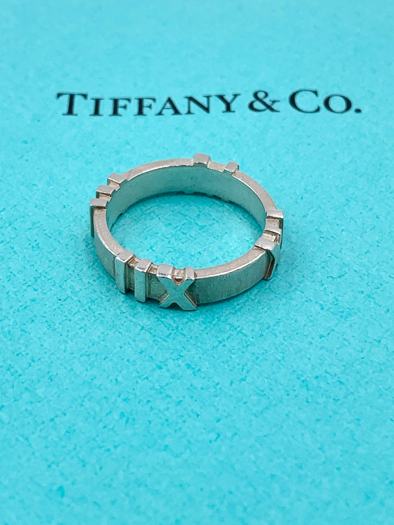 Sold-Tiffany 
Co 925 Silver Atlas Ring Size 6