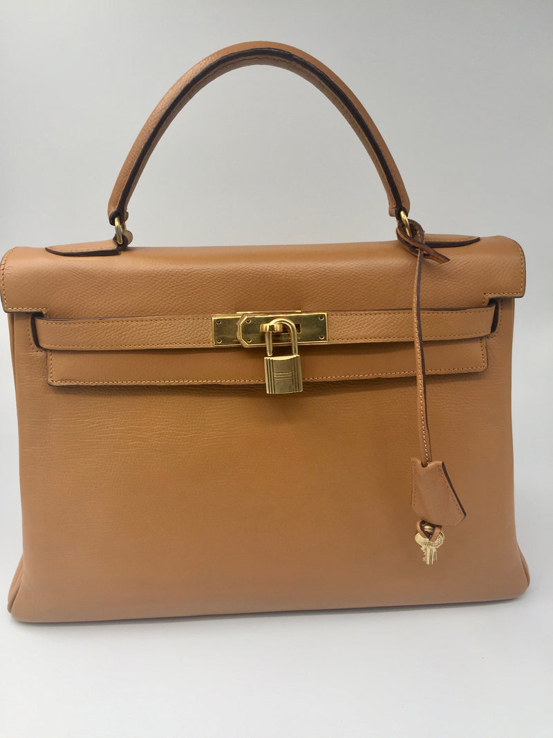 HERMES Vintage Kelly 32 Clemence Leather Gold Color GHW