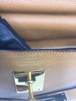 Sold-HERMES Vintage Kelly 32 Clemence Leather Gold Color GHW