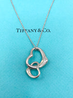 Sold-Tiffany 
Co 925 Silver Elsa Peretti Double Open Heart Necklace