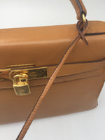 Sold-HERMES Vintage Kelly 32 Clemence Leather Gold Color GHW