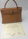 Sold-HERMES Vintage Kelly 32 Clemence Leather Gold Color GHW