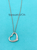 Sold-Tiffany 
Co 925 Silver Elsa Peretti Open Heart 22mm pendant Necklace