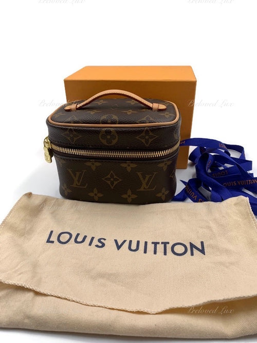 LOUIS VUITTON Monogram Nano Nice Cosmetic Vanity Top Handle Bag