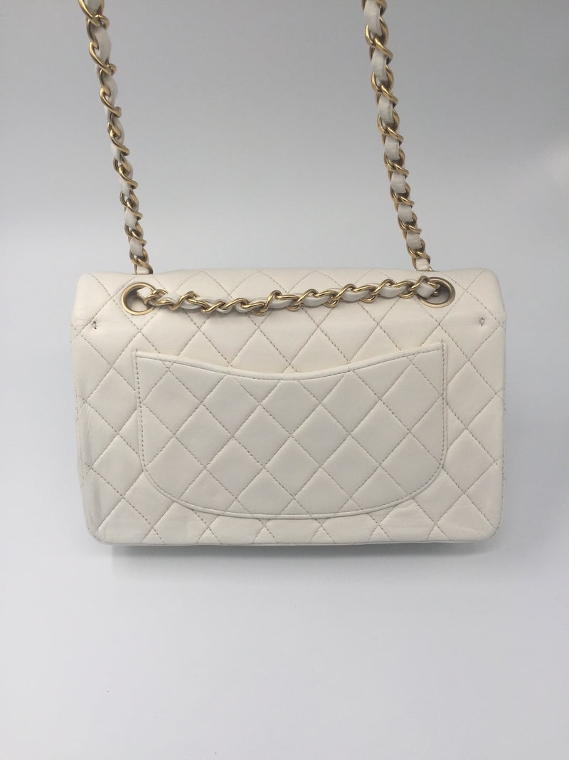 Sold-CHANEL CC Medium Classic Double Flap -  Cream - Matte Gold Hardware