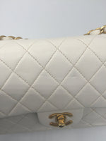 Sold-CHANEL CC Medium Classic Double Flap -  Cream - Matte Gold Hardware