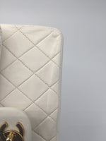 Sold-CHANEL CC Medium Classic Double Flap -  Cream - Matte Gold Hardware