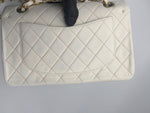 Sold-CHANEL CC Medium Classic Double Flap -  Cream - Matte Gold Hardware