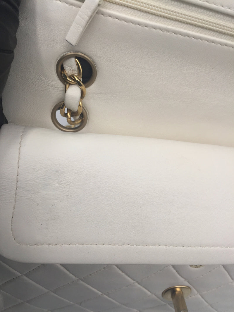 Sold-CHANEL CC Medium Classic Double Flap -  Cream - Matte Gold Hardware