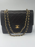 Sold-CHANEL Classic Lambskin Double Chain Double Flap Bag dark brown/gold