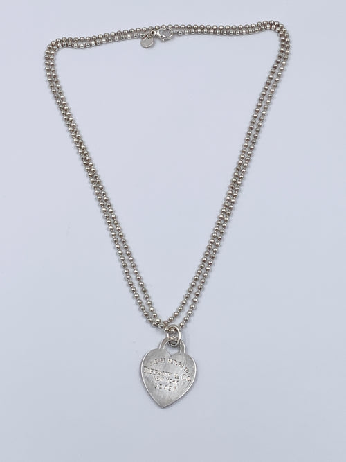 Sold-Tiffany 
Co 925 Silver Return to Tiffany Heart Tag Long Necklace