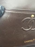 Sold-CHANEL Classic Lambskin Double Chain Double Flap Bag dark brown/gold