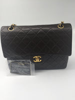 Sold-CHANEL Classic Lambskin Double Chain Double Flap Bag dark brown/gold