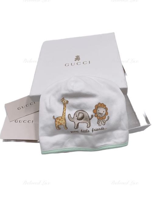 Sold-Kids - Gucci Little Friends Baby Reversible Hat White Green with Box