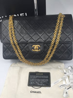 Sold - CHANEL Lambskin Double Chain Double Flap Bag black/GHW