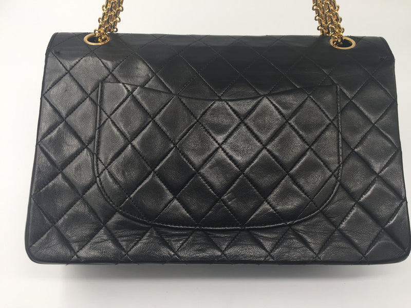 Sold - CHANEL Lambskin Double Chain Double Flap Bag black/GHW