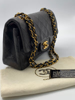 Sold-CHANEL Classic Lambskin Double Chain Double Small Flap Bag black/gold (1)